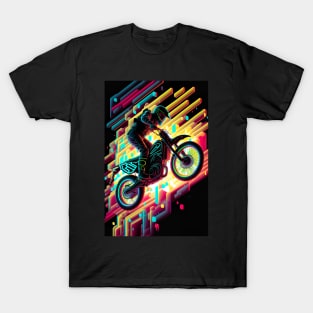 Cyber Future Dirt Bike With Neon Colors T-Shirt